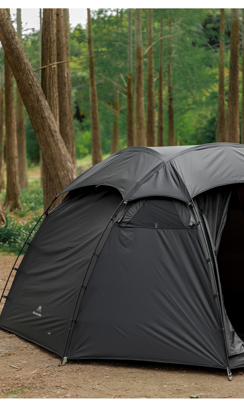 Cheap Goat Tents Mountainhiker SZK281 3 4 Person Outdoor Round Tents 210T Polyester Waterproof Shelter Tear Resistant Black Camping Dome Tent   